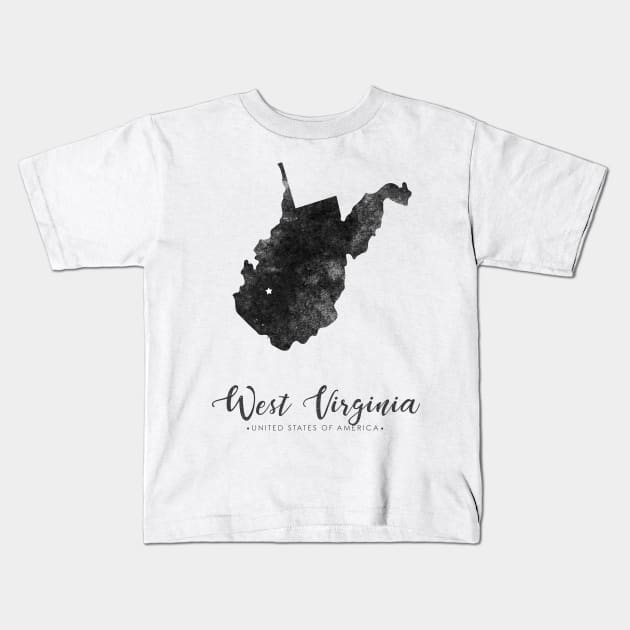 West Virginia state map Kids T-Shirt by StudioGrafiikka